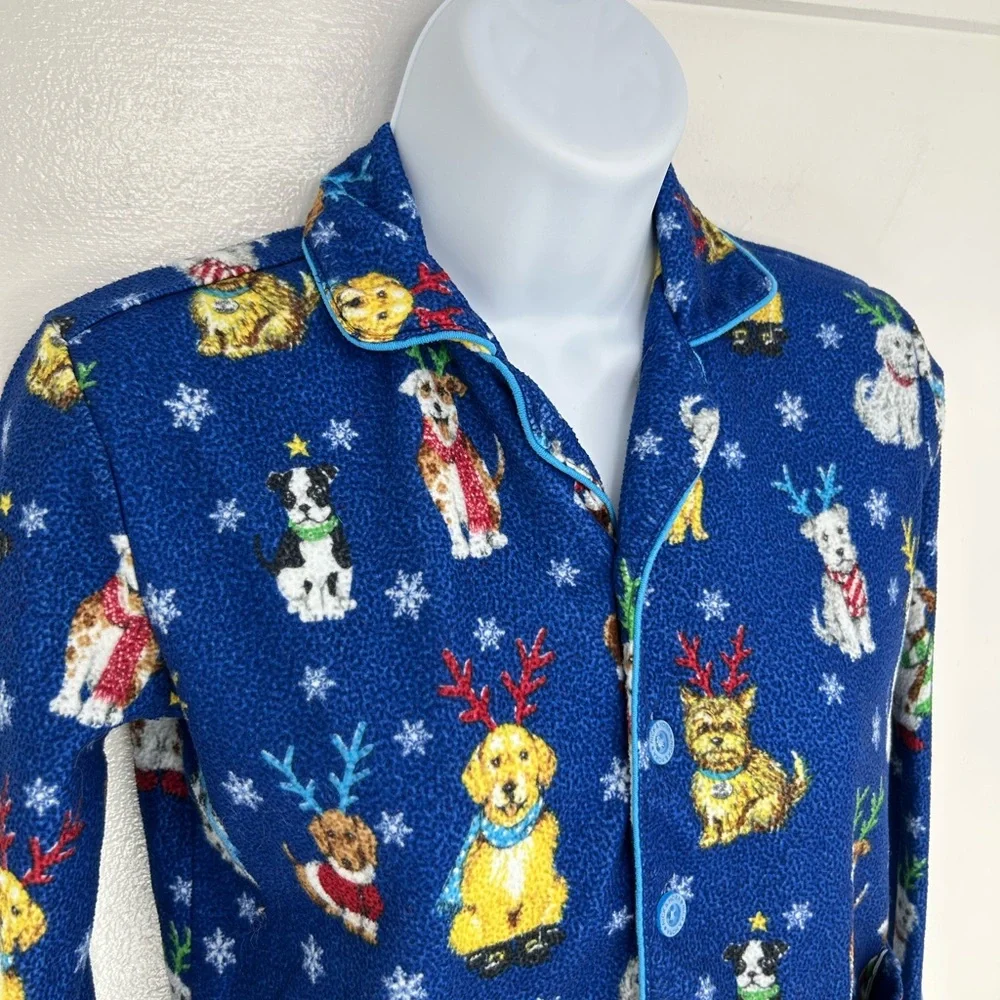 Nick & Nora Kids Winter Holiday Dog Pajamas Size Small 6/7 Cozy Winter Christmas